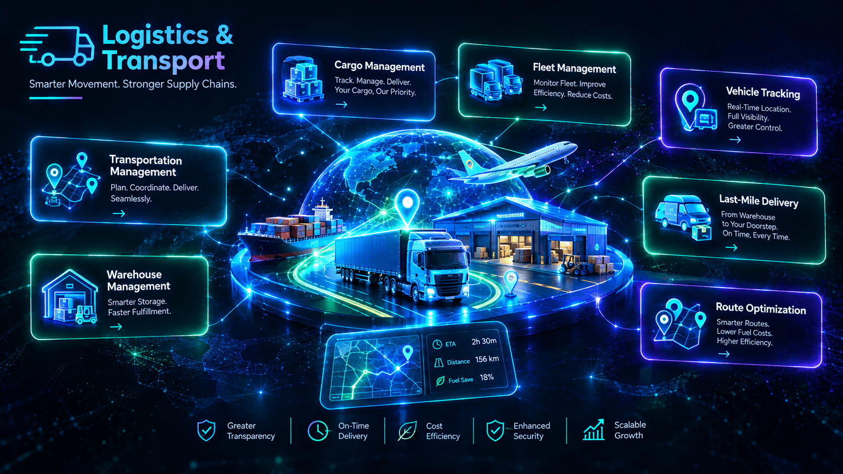 Logistics and transport network diagram